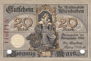 Német Birodalom/Weimari Köztársaság/Wiesbaden 1918. 20M hivatalos érvénytelenítéssel T:I-