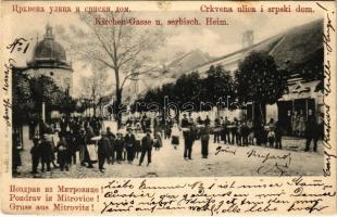 1903 Szávaszentdemeter, Mitrovice, Mitrovitz an der Save, Sremska Mitrovica; Templom utca, Szerb ház / Kirchen Gasse, Serbische Heim / street, Serbian house (EK)