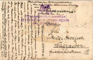 1918 Kudzsir, Kudsir, Cugir; tájkép, román iskola / general view, Romanian school + "Holzabschu...