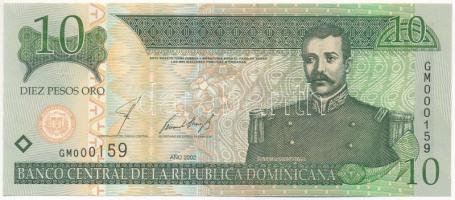 Dominikai Köztársaság 2002. 10P (alacsony sorszám: GM000159) T:II  Dominican Republic 2002. 10 Pesos (low serial: GM000159) C:XF Krause P#168