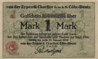 Német Birodalom/Weimari Köztársaság/Köln/Van der Zypen & Charlier GmbH 1919.1.31. 1M T:I