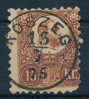 1871 Réznyomat 15kr rézvörös színben (sarokhiba, papírelvékonyodás) / Mi 12c (missing corner, thin paper) KŐSZEG Certificate: Glatz