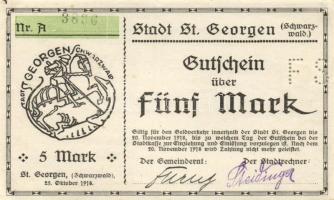 Német Birodalom/Weimari Köztársaság/St.Georgen 1918.11.20. 5M T:I