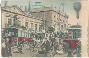 1907 Merano, Meran (Südtirol); In der Zukunft / In the future montage, railway station. Gust. Zuber (EK)