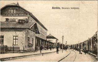 1916 Stróze, Dworzec kolejowy / railway station, train (EK) + Von der Armee im Felde