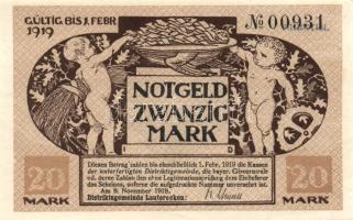 Német Birodalom/Weimari Köztársaság/Lauterecken 1918.11.8. 5M hivatalos érvénytelenítéssel T:I-