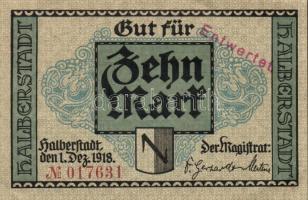 Német Birodalom/Weimari Köztársaság/Halberstadt 1918.12.1. 10M hivatalos érvénytelenítéssel T:I-