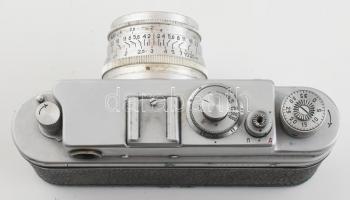 cca 1960-1970 Zorki-4 szovjet fényképezőgép, Jupiter-8 f 1:2 50 mm objektívvel, eredeti, kissé kopot...