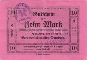 Német Birodalom/Weimari Köztársaság/Penzberg 1919.4.23. 10M hivatalos érvénytelenítéssel T:II