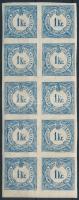 1898 Hírlapilleték bélyeg 1kr 10-es tömb (1 bélyeg falcos) / Newspaper duty stamp 1kr block of 10 (1 stamp is hinged)