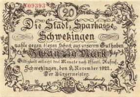 Német Birodalom/Weimari Köztársaság/Schwetzingen 1922.11.9. 20M T:I