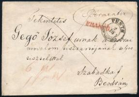 1847 Franco levél / cover PESTH - Szabadka - Beodra