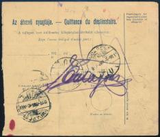 1916 Csomagszállító 95f bérmentesítéssel, 15f fekbérrel és 25f visszajelentési díjjal / Parcel card