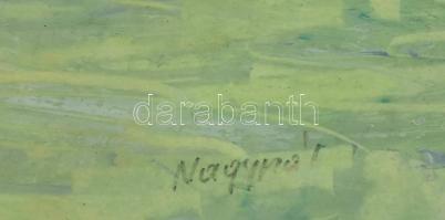 Nagypál jelzéssel: Vízparti táj (Dunakanyar?). Olaj, papír, jelzett. Üvegezett fakeretben. 32x47 cm