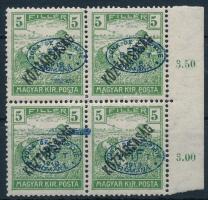 Debrecen I. 1919 Arató/Köztársaság 5 négyestömb benne szegélyléclenyomat / with paint stripe. Signed: Bodor