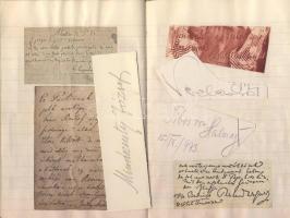 Aláírás-gyűjtemény az 1920-as évekből. Josephine Baker, Rákosi Szidi, Somlay Artúr, von Mackensen, M...
