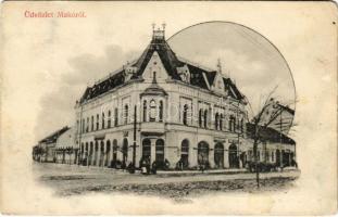 1911 Makó, Széchenyi tér, Takarékpénztár, Hoics Lajos üzlete. Vészi Dezső kiadása (EK)