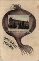 1917 Makó, Főgimnázium. Hagyma montázs, Vészi Dezső kiadása (EK)
