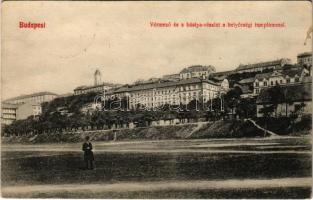 1910 Budapest I. Vérmező és Bástya részlet a Helyőrségi templommal