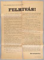 1944 Bp., M. kir. Légoltalmi Kiürítési Kormánybiztos felhívása lakásügyekkel kapcsolatban, szakadásokkal, nagyméretű hirdetmény, szakadásokkal