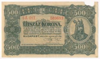 1923. 500K 5A 012 589693 nyomdahely jelölés nélkül T:II-anyagihány Adamo K34