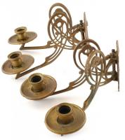 Szecessziós falikar, 2db, összesen 4 kar, kopott, h:22cm