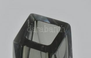 Muránói Flavio Poli füst üvegváza, fújt, lapra csiszolt, jelzés nélkül, kopásnyomokkal, m:20cm