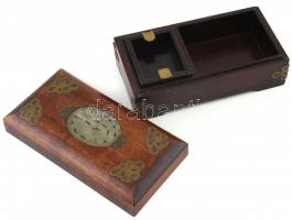 Kínai jádeberakásos, cigarettás doboz, fa, jelzés nélkül, 18x10x7cm