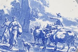 Boch belga dísztányér, matricás fajansz, jelzett, kopásnyomokkal, d:29cm