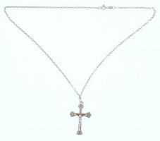 Ezüst (Ag) nyaklánc kereszttel, jelzett, h:40cm, nettó:5g
