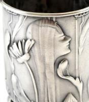 Ezüst (Ag) fogvájótartó, horpadásokkal, javított, jelzett, m:4,5cm, nettó:17g