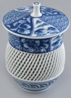 Kínai porcelán fonott teás edény. Matricás, jelzett, hibátlan. 12 cm