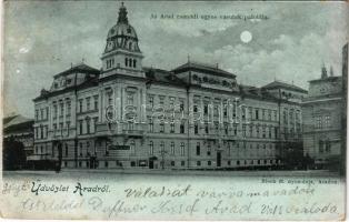 1899 (Vorläufer) Arad, Az Arad-Csanádi Egyes. Vasutak palotája este. Bloch H. / Societatea de cai ferate unite Arad-Cenad / Arad-Cenad United Railway Company palace, night (fl)