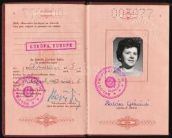 1963 Bp., Magyar Népköztársaság által kiállított útlevél osztrák vízummal, okmánybélyegekkel a végén / Hungarian passport