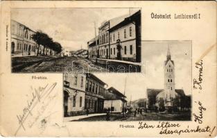 1912 Leibic, Leibitz, Lubica; Fő utca, templom, vendéglő és szálló, Demitter G. kiadása / main street, church, Hotel Adler (EK)