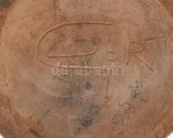 Gádor István (1891-1984): Népies váza, mázas kerámia, jelzett, erősen sérült, hiányos, ragasztott, r...