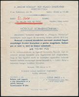 1940 Bp., Magyar Hódolat Pesti Vigadói Ünnepélyének Rendezőbizottságának Horthy Miklós tiszteletére rendezett ünnepségnek meghívója