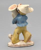 Trombitás fiú, kézzel festett német porcelán figura. 11 cm