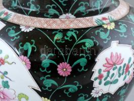 Herendi SN (Siang Noir) mintás barokk fedeles váza. Kézzel festett porcelán. Hibátlan, jelzett. m: 4...