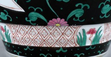 Herendi SN (Siang Noir) mintás barokk fedeles váza. Kézzel festett porcelán. Hibátlan, jelzett. m: 4...