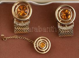 Swank aranyozott mandzsetta és nyakkendőtű szett, díszdobozban