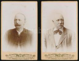 cca 1900 Bajszos urak portréi, 2 db keményhátú vizitkártya fotó Petrovich Ede zilahi műterméből, 11x6,5 cm