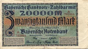 Német Birodalom/Weimari Köztársaság/München/Bayerische Notenbank 1923.3.1. 20.000M T:III