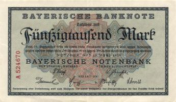 Német Birodalom/Weimari Köztársaság/München/Bayerische Notenbank 1923.3.15. 50.000M T:II+