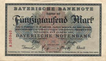 Német Birodalom/Weimari Köztársaság/München/Bayerische Notenbank 1923.3.15. 50.000M T:II