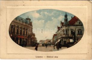 1914 Losonc, Lucenec; Rákóczi utca, Redlinger Ignác üzlete. Kármán kiadása / street view, shop (EK)