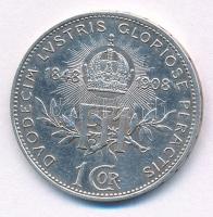 Ausztria 1908. 1K Ag "Ferenc József - Jubileum" T:1- patina Austria 1908. 1 Corona Ag &quo...