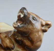 Zsolnay birkózó medvék, kézzel festett, jelzett (Markup Béla), hibátlan, m: 31 cm