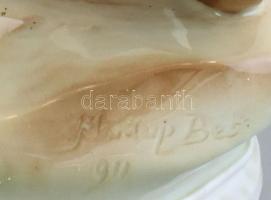 Zsolnay birkózó medvék, kézzel festett, jelzett (Markup Béla), hibátlan, m: 31 cm