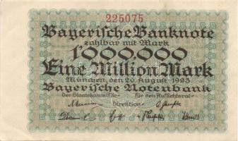 Német Birodalom/Weimari Köztársaság/München/Bayerische Notenbank 1923.8.20. 1000.000M T:I-